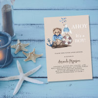 Ahoy it is a boy teddy bear sailor Baby Shower