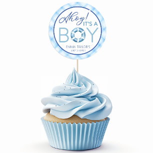 Ahoy It’s a Boy Nautical Baby Shower Favour Sticke Classic Round Sticker
