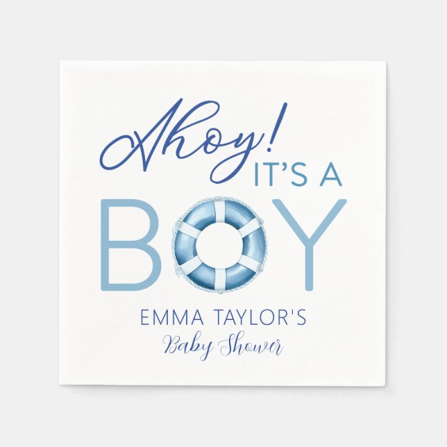 Ahoy It’s a Boy Nautical Baby Shower Napkins  (Front)