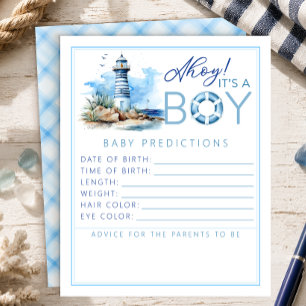 Ahoy It’s a Boy Nautical Baby Shower Prediction