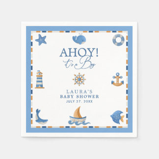 Ahoy It’s a Boy Nautical Ocean Baby Shower Napkin