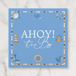 Ahoy It’s a Boy Nautical Sailor Ocean Baby Shower Favour Tags