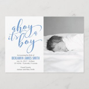 Ahoy It’s a Boy Nautical Theme Birth Announcement