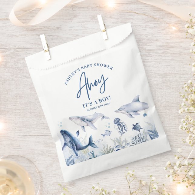 Ahoy! It’s a Boy, Under the Sea Boy Baby Shower Favour Bag (Clipped)