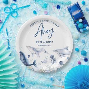 Ahoy! It’s a Boy, Under the Sea Boy Baby Shower Paper Plate