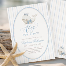 Ahoy It’s a Boy Whale Baby Shower Invitation