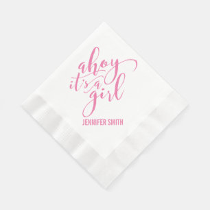Ahoy It’s A Girl Nautical Baby Shower Sip and Se Napkin