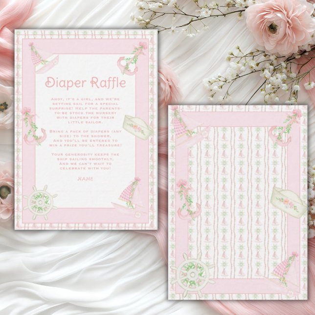 Ahoy It’s a Girl Nautical Diaper Raffle Enclosure Card (Creator Uploaded)
