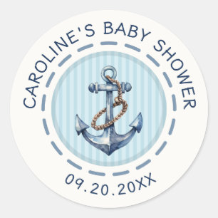 Ahoy It's A Boy Baby Shower Classic Round Sticker