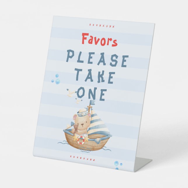 Ahoy Its A Boy Baby Shower Favours Pedestal Sign (Front)