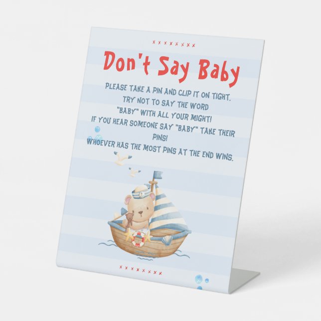 Ahoy Its A Boy Baby Shower Game Pedestal Sign (Front)