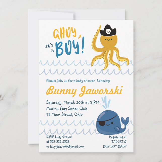 Ahoy Its A Boy Baby Shower Invitation (Front)