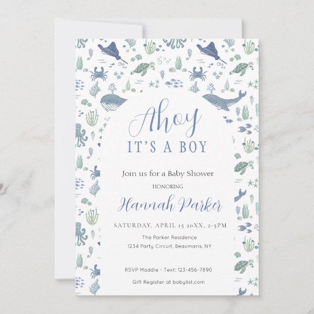 Ahoy it's a Boy Baby Shower Invitation (Devant)