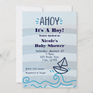AHOY It's A Boy Baby Shower Nautical Invitations