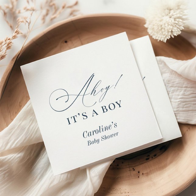 Ahoy! It's a Boy Baby Shower Navy Blue Napkin (Creator Uploaded)