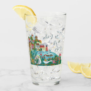 Ahoy it's a boy baby shower party glass