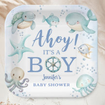 Ahoy it's A Boy Baby Shower Sailor Nautical Blue