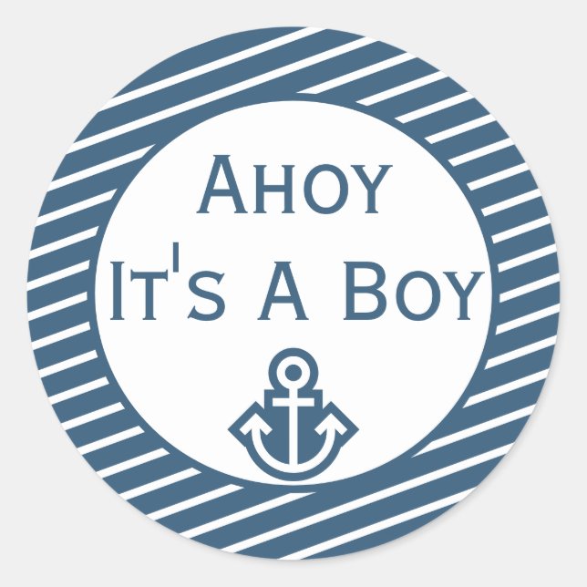 Ahoy It's A Boy Baby Shower Sticker (Front)