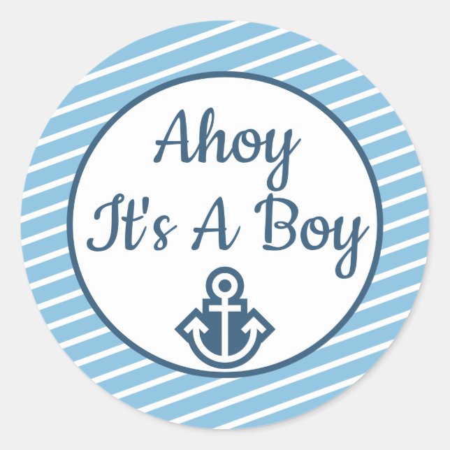 Ahoy It's A Boy Baby Shower Sticker (Front)