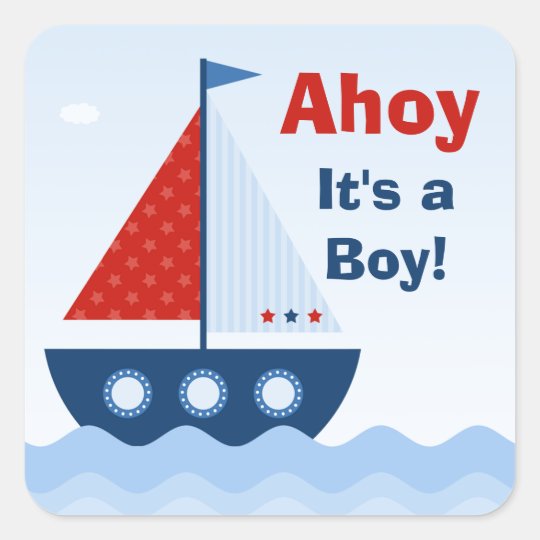 Ahoy Its a Boy Baby Shower Sticker
