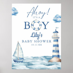 Ahoy Its A Boy Baby Shower Welcome Sign