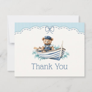 Ahoy It's A Boy Bear Baby Shower Thank You Card