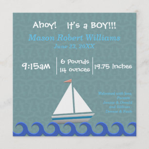 Ahoy, It's a Boy - Birth Announcement
