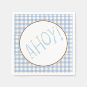 Ahoy it's a boy blue and white baby  napkin
