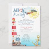 Ahoy it's a Boy Cute Nautical Baby Sprinkle Invitation (Front)