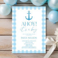 Ahoy! It's A Boy Elegant Blue Nautical Baby Shower