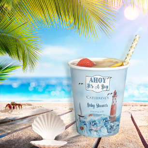 Ahoy It's A Boy Lighthouse Ocean Baby Shower Paper Cups