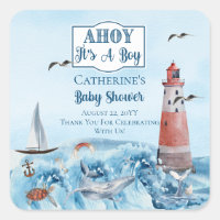 Ahoy It's A Boy Lighthouse Ocean Baby Shower 
