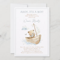 Ahoy It's A Boy Little Sailor Bear Baby Shower