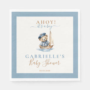 Ahoy it's a Boy! Minimalist Nautical Baby Shower  Napkin