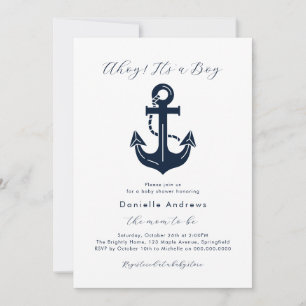 Ahoy It's a Boy Nautical Anchor Baby Shower  Invitation
