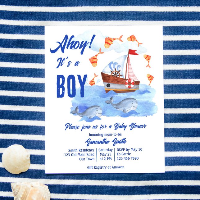 Ahoy it's a boy nautical baby shower budget invite (Creator Uploaded)