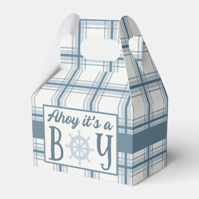 Ahoy It's A Boy Nautical Baby Shower Favor Box (Front Side)