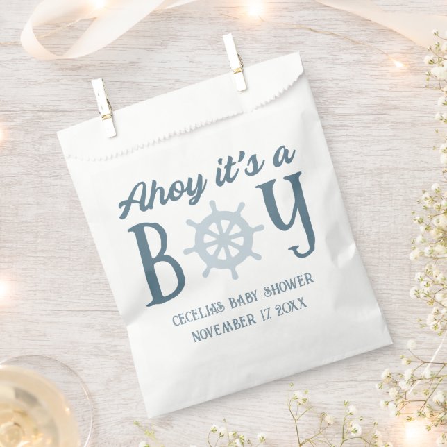 Ahoy It's A Boy Nautical Baby Shower Favour Bag (Clipped)