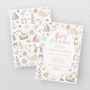 Ahoy it's a Boy Nautical Baby Shower Invitation
