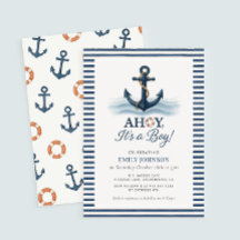 Ahoy It's A Boy Nautical Baby Shower Invitation