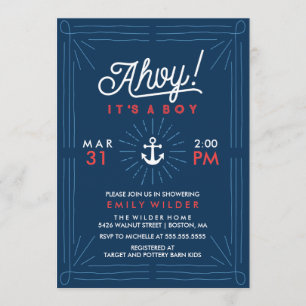 Ahoy It's A Boy   Nautical Baby Shower Invitation