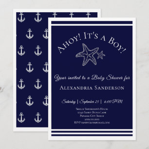 Ahoy it's a Boy! Nautical Baby Shower Invitation