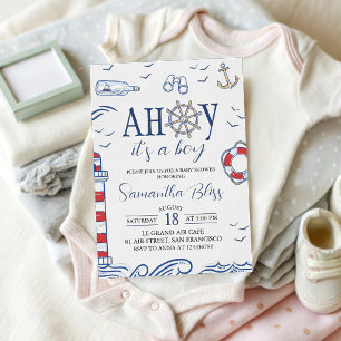 Ahoy It's a Boy Nautical Baby Shower Invite