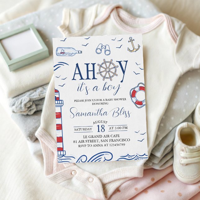 Ahoy It's a Boy Nautical Baby Shower Invite (Creator Uploaded)
