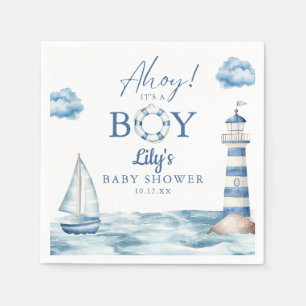 Ahoy Its A Boy Nautical Baby Shower Napkin