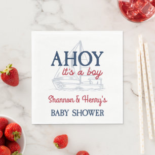 Ahoy It's a Boy Nautical Baby Shower Napkin