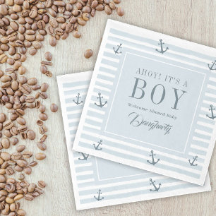 Ahoy It's a Boy Nautical Baby Shower Personalized Napkin