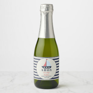 Ahoy It's a Boy Nautical Baby Shower  Sparkling Wine Label