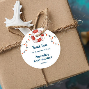 Ahoy It's a Boy Nautical Baby Shower Thank You Favour Tags