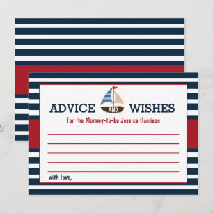 Ahoy It's A Boy! Nautical Boat Baby Shower Advice Card